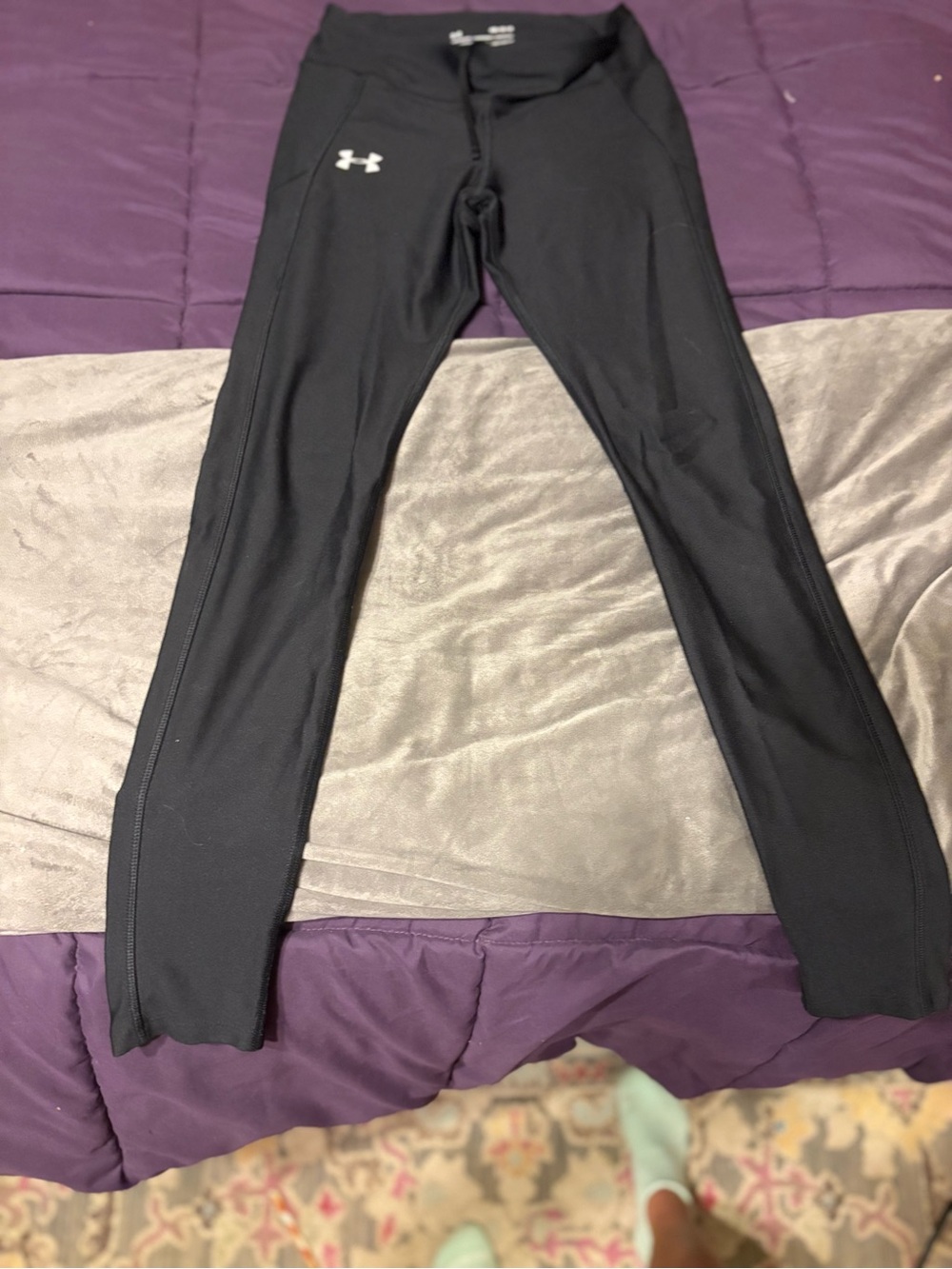 Under Armour Kids Black Performance Leggings with White Logo